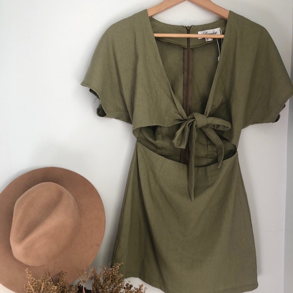 Princess Polly Dresses & Skirts - Green Tie Front Mini Dress